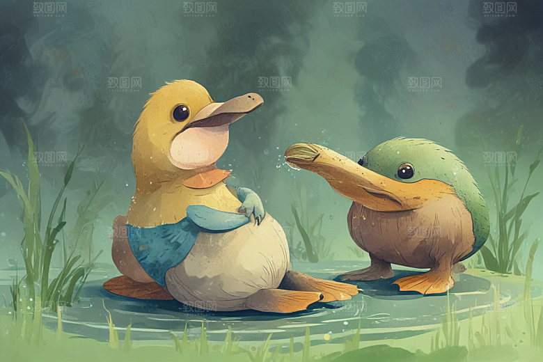 四只微笑的水生生物图片