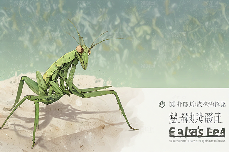 绿色伪装螳螂拟态艺术图片