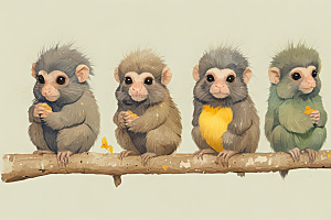 五彩斑斓小猴子们图片