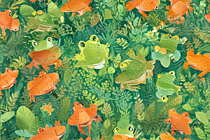 池塘青蛙伙伴们图片