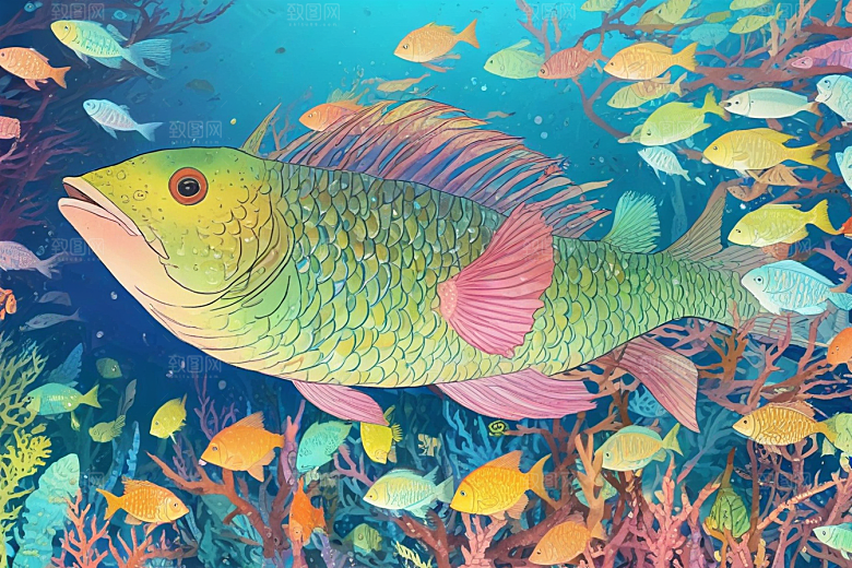 深海奇遇色彩斑斓热带鱼图片