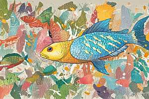 深海奇遇色彩斑斓热带鱼图片