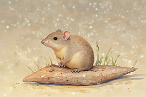 可爱鼠类插画 自然栖息地 萌系小动物图片