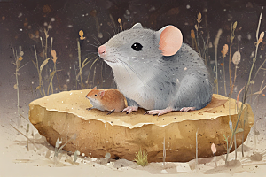 可爱鼠类插画 自然栖息地 萌系小动物图片