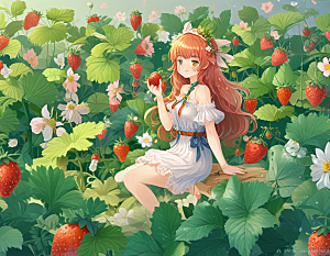 甜蜜草莓少女图绘图片