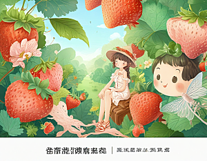 甜蜜草莓少女图绘图片