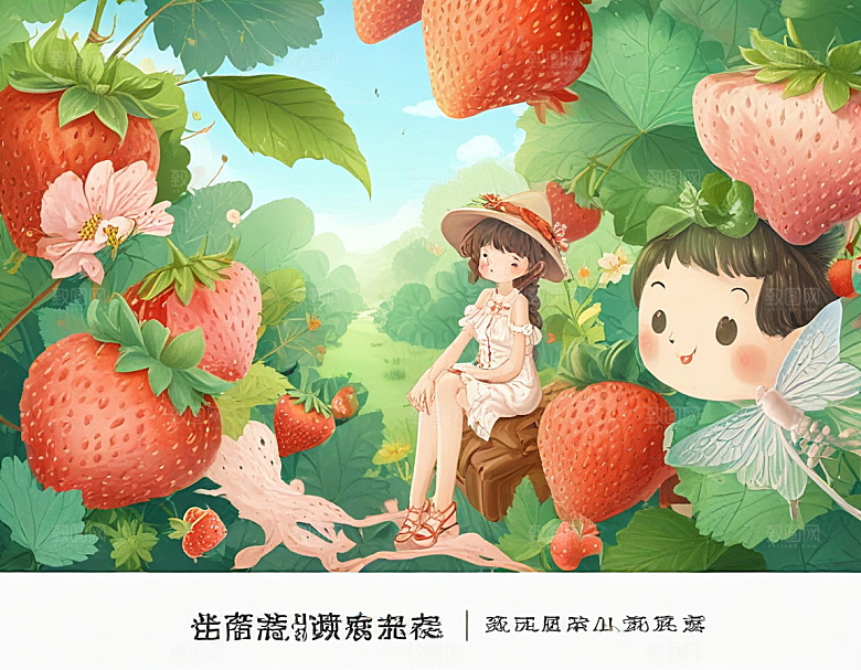 甜蜜草莓少女图绘图片