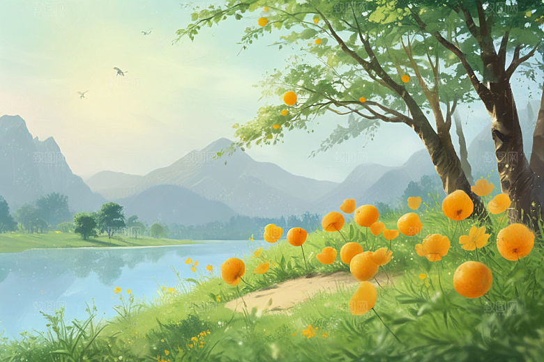 春日繁花鸣鸟图片