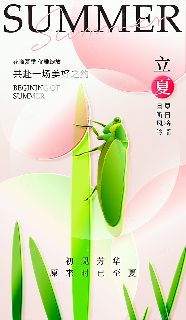 立夏节气简约大气海报
