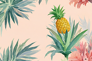 热带风情菠萝墙纸图片
