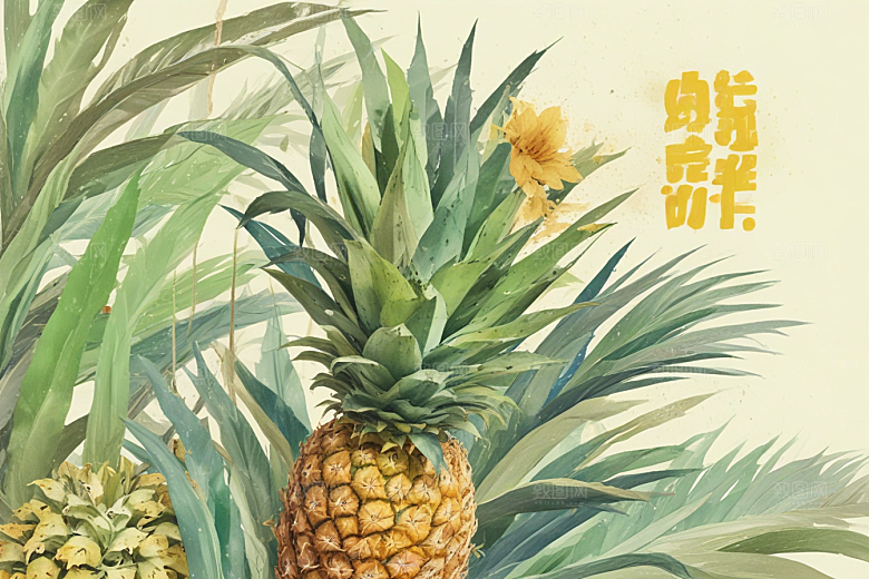 热带风情菠萝墙纸图片