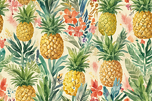 热带风情菠萝墙纸图片