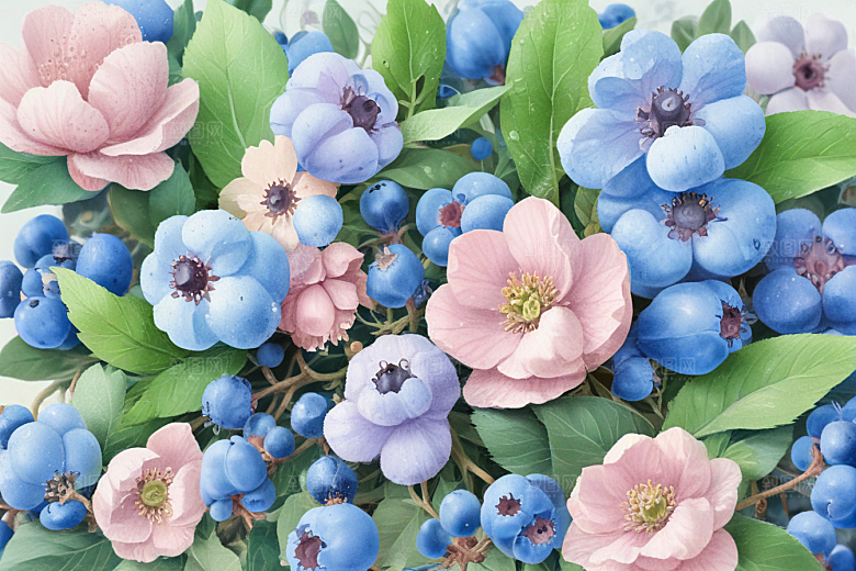 蓝莓花开硕果香图片