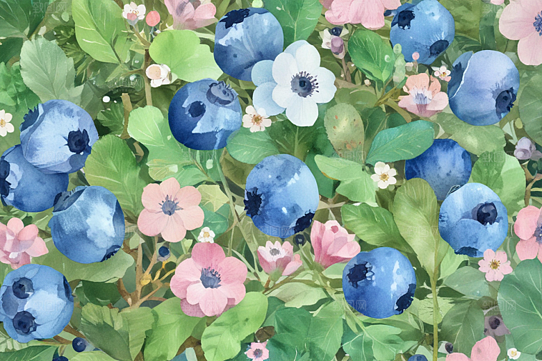蓝莓花开硕果香图片