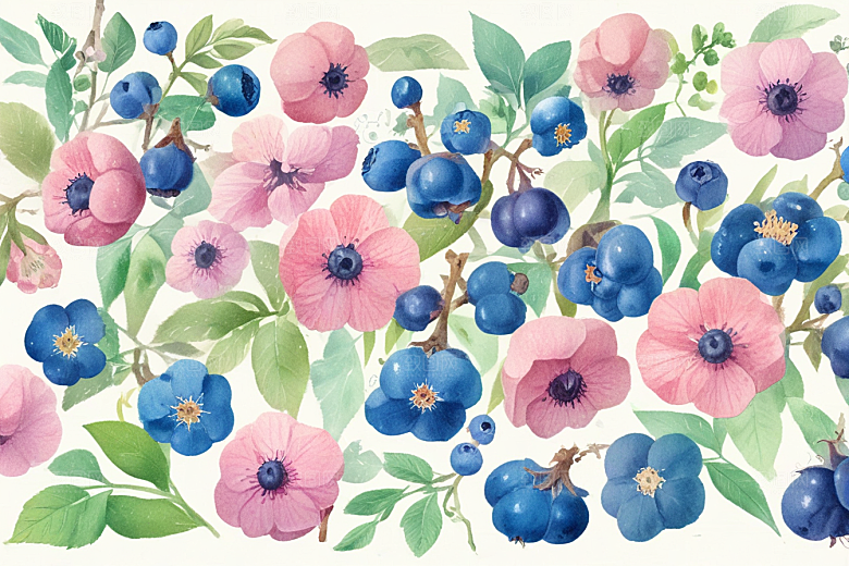 蓝莓花开硕果香图片