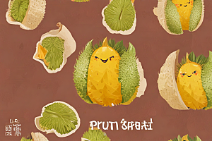 热带水果榴莲插画集图片