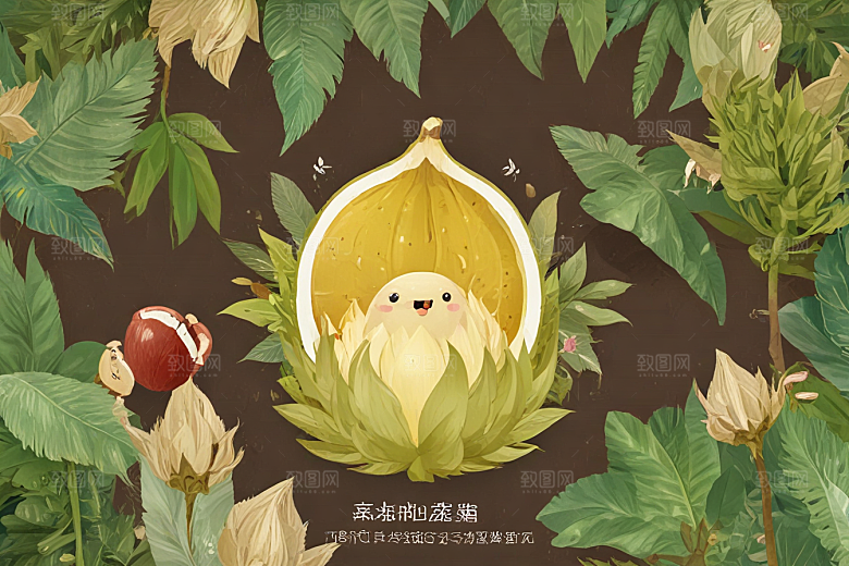 热带水果榴莲插画集图片