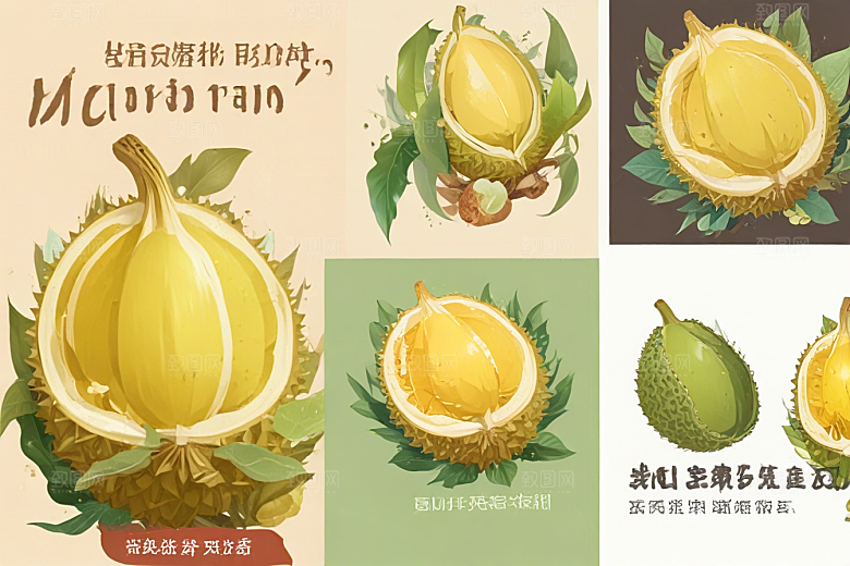 热带水果榴莲插画集图片