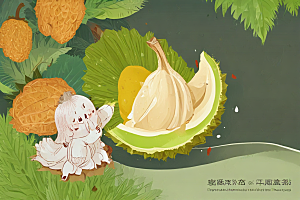 热带水果榴莲插画集图片