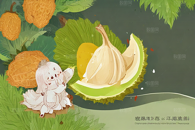 热带水果榴莲插画集图片