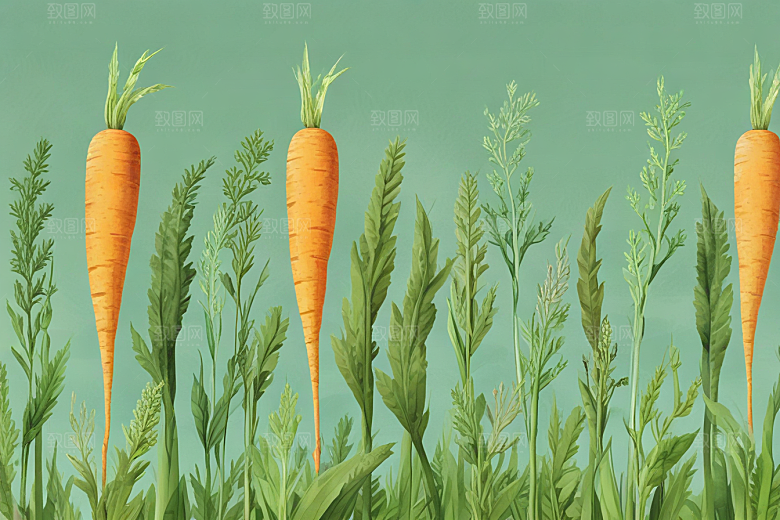 手绘胡萝卜墙纸插画图片
