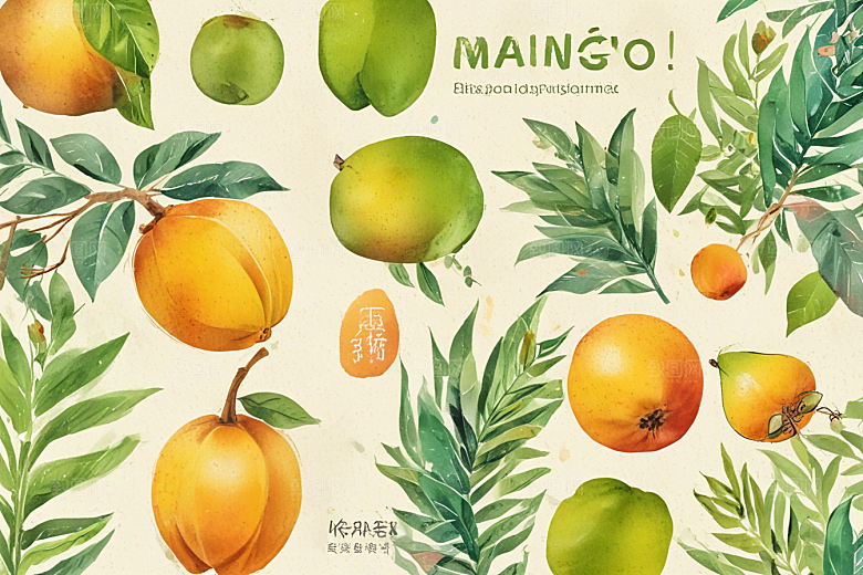 手绘水果插画展现丰收喜悦图片