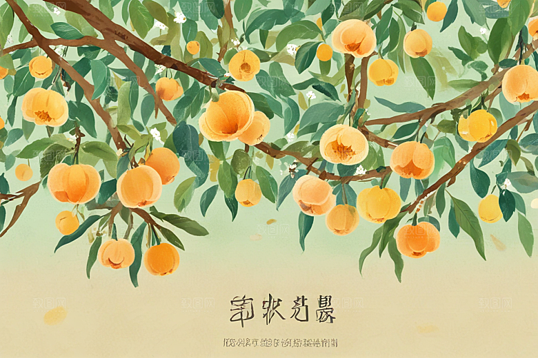 手绘杏花绽放春意浓图片