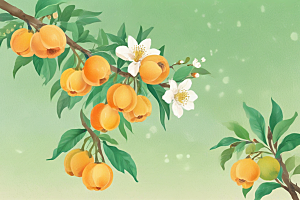 手绘杏花绽放春意浓图片