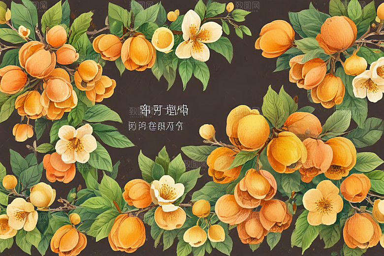 手绘杏花绽放春意浓图片