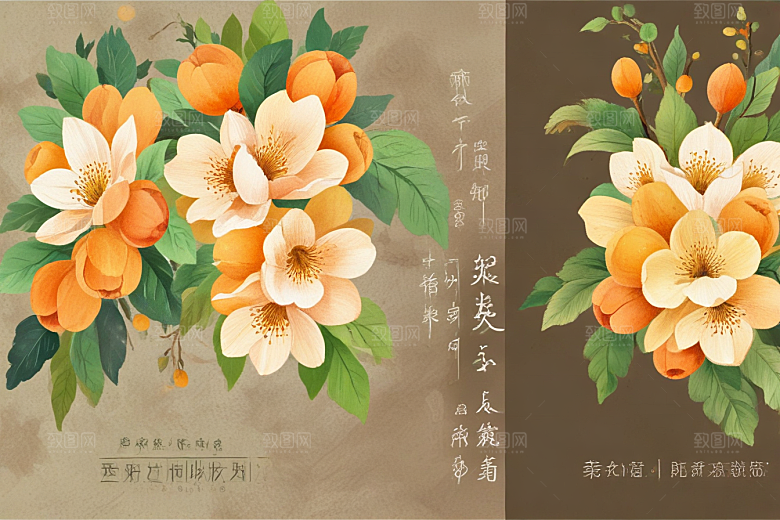 手绘杏花绽放春意浓图片