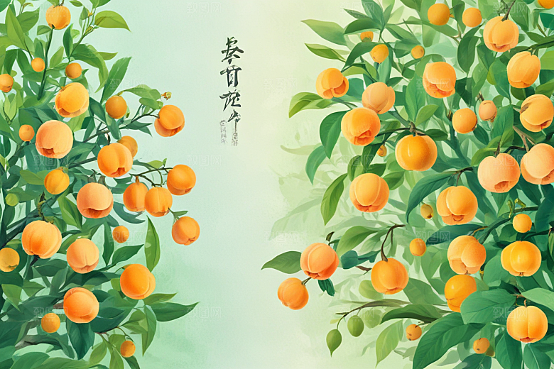 手绘杏花绽放春意浓图片