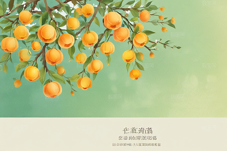 手绘杏花绽放春意浓图片