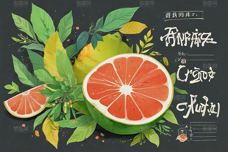 手绘橙子插画展现丰收喜悦图片