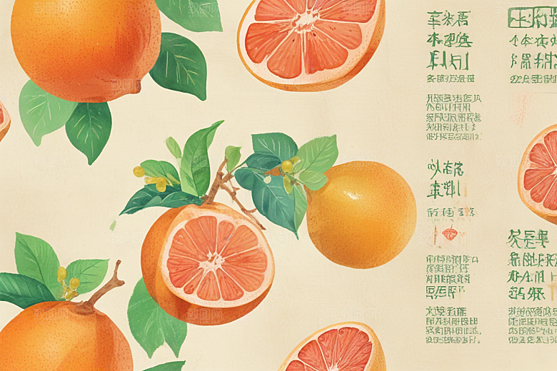 手绘橙子插画展现丰收喜悦图片