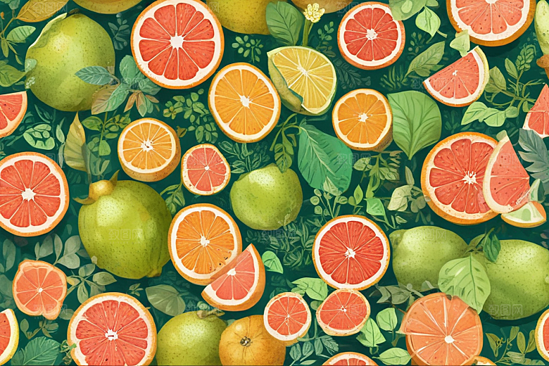 手绘橙子插画展现丰收喜悦图片