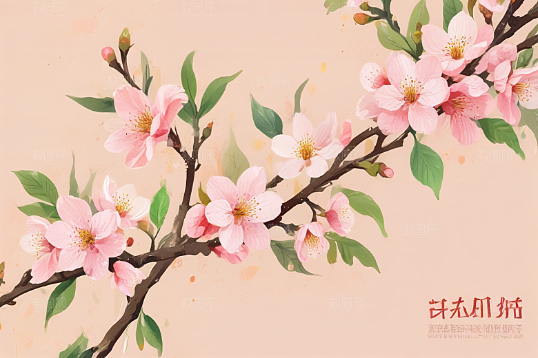 古风插画樱花绽放春日柔情图片
