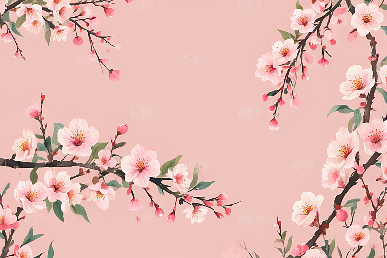 古风插画樱花绽放春日柔情图片