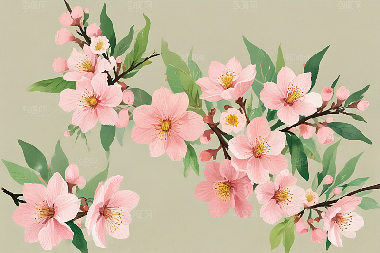 古风插画樱花绽放春日柔情图片