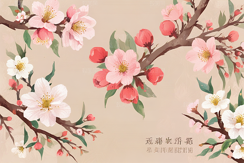 古风插画樱花绽放春日柔情图片