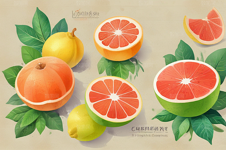 手绘橙子插画展现丰收喜悦图片