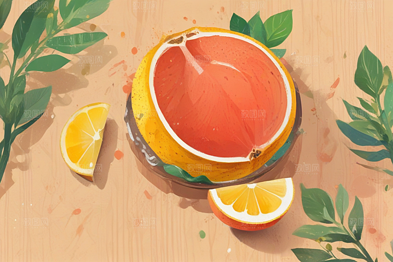 手绘橙子插画展现丰收喜悦图片