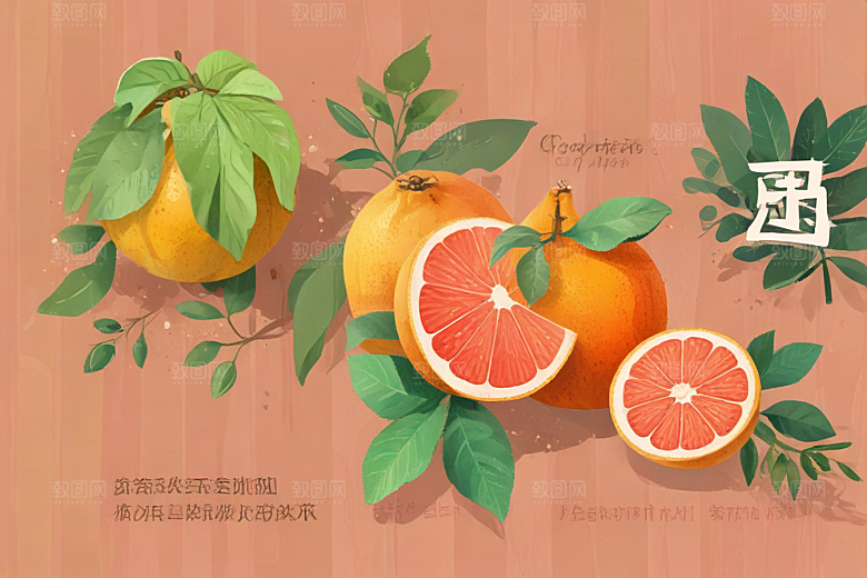 手绘橙子插画展现丰收喜悦图片