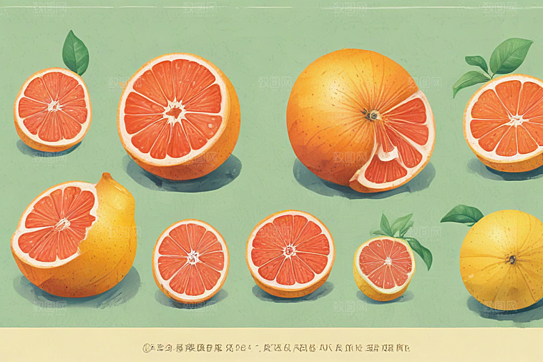 手绘橙子插画展现丰收喜悦图片