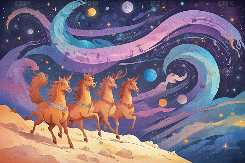 骑着独角兽飞过星河图片
