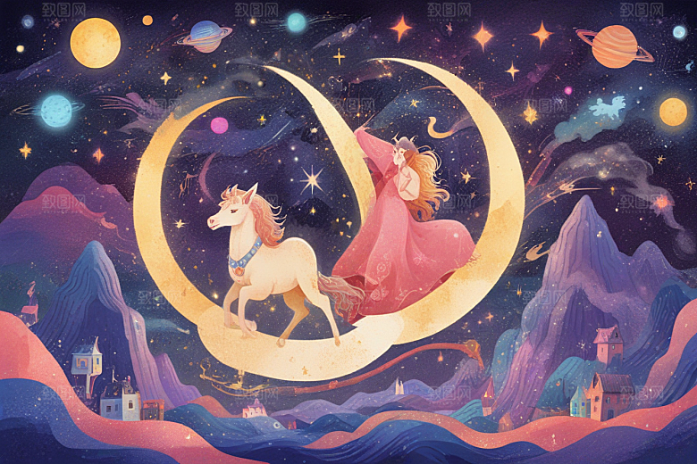 骑着独角兽飞过星河图片