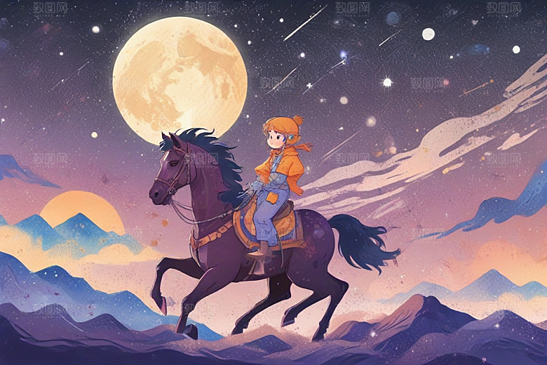 骑着独角兽飞过星河图片