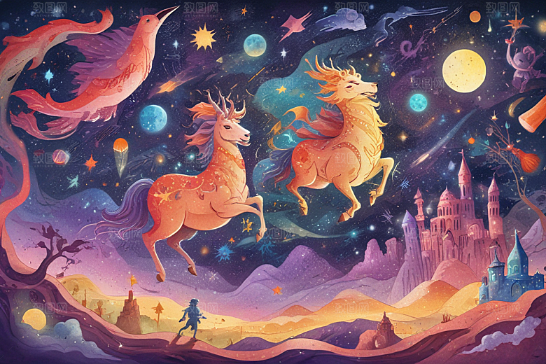 骑着独角兽飞过星河图片