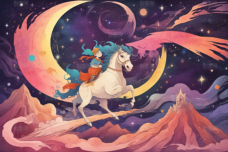 骑着独角兽飞过星河图片