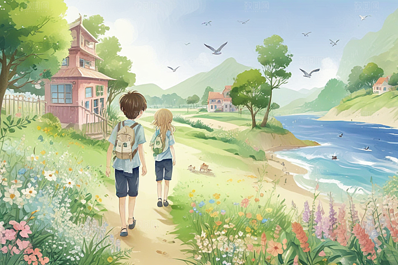 春日花海田园牧歌图片