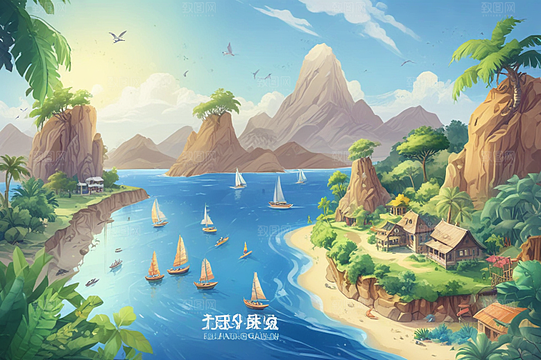 探索神秘岛屿发现未知海岸线图片